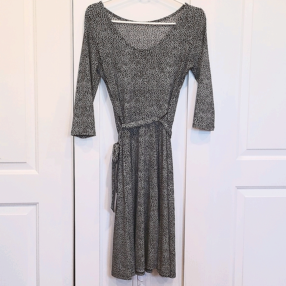 LEOTA circle dress b&w spotted print sz S
